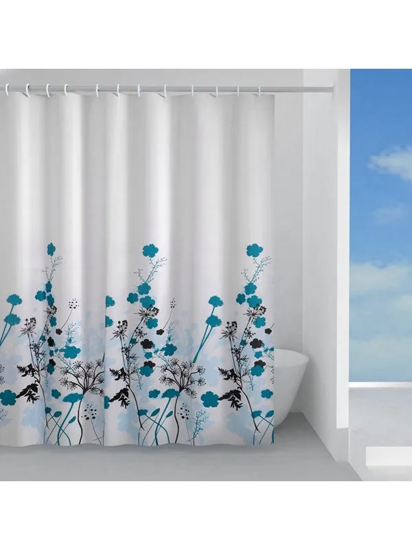 Gedy Dusjforheng blå blomst 180x200 cm