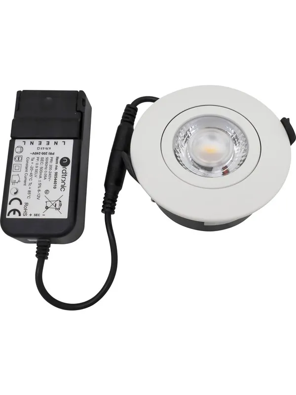 Nordtronic Low Profile Flexible G2 Ø75 with driver 6W 3000K matte white