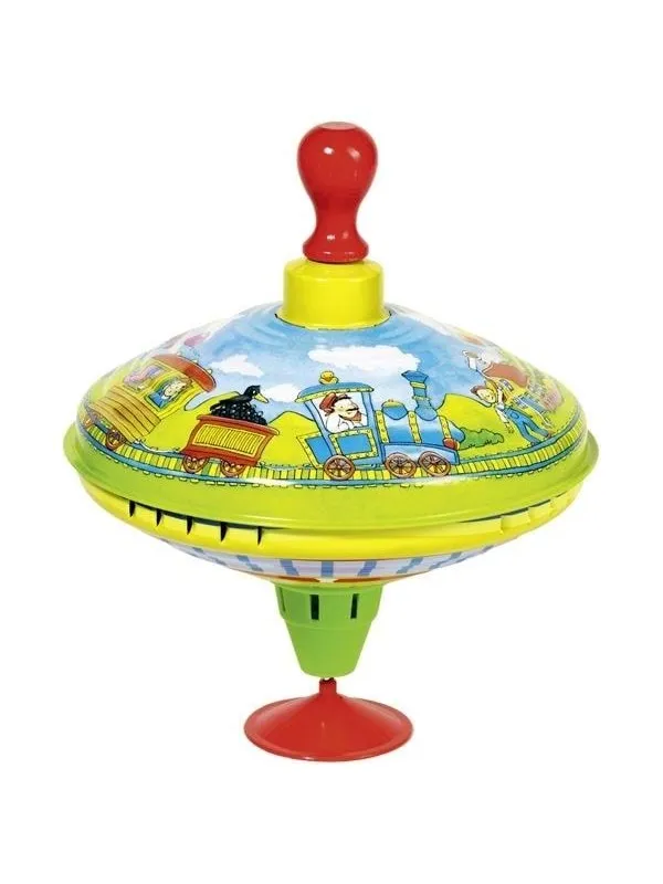 Goki - Humming top with wooden handle train