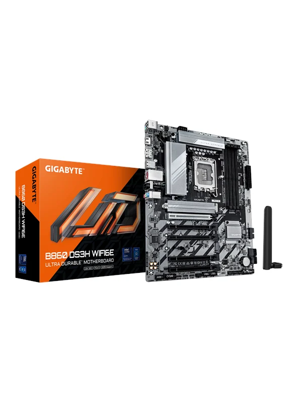 GIGABYTE B860 DS3H WIFI6E Hovedkort - Intel B860 - Intel LGA1851 socket - DDR5 RAM - ATX