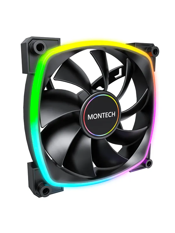 Montech AX140 PWM BK - Kabinettvifte - 140mm - Svart med RGB LED-lys - 28 dBA
