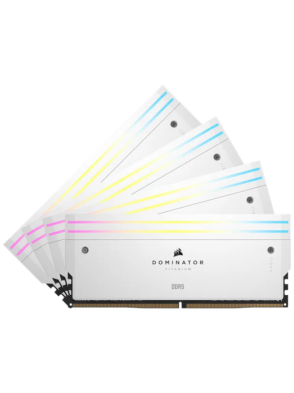 Corsair Dominator Titanium DDR5-6000 - 64GB - CL36 - Quad Channel (4 pcs) - Intel XMP - Hvit med RGB
