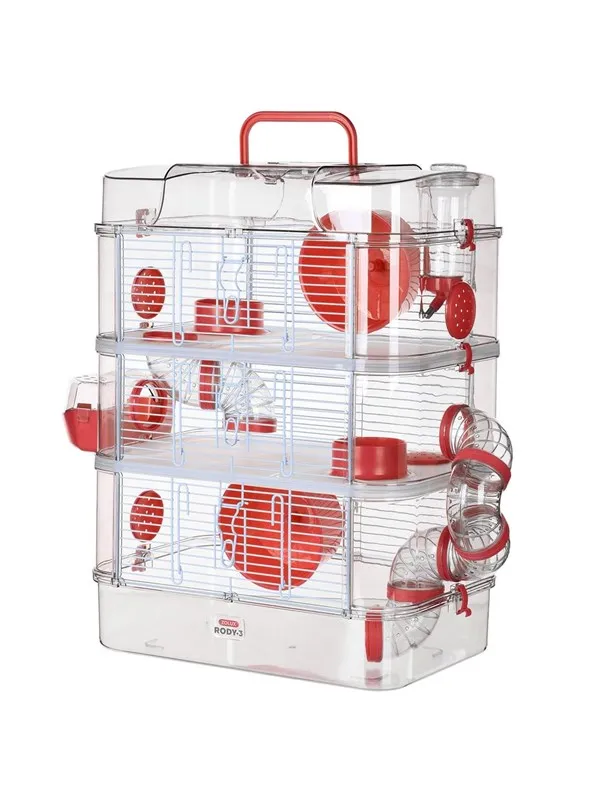 Zolux Rody3 Trio - rodent cage - Red