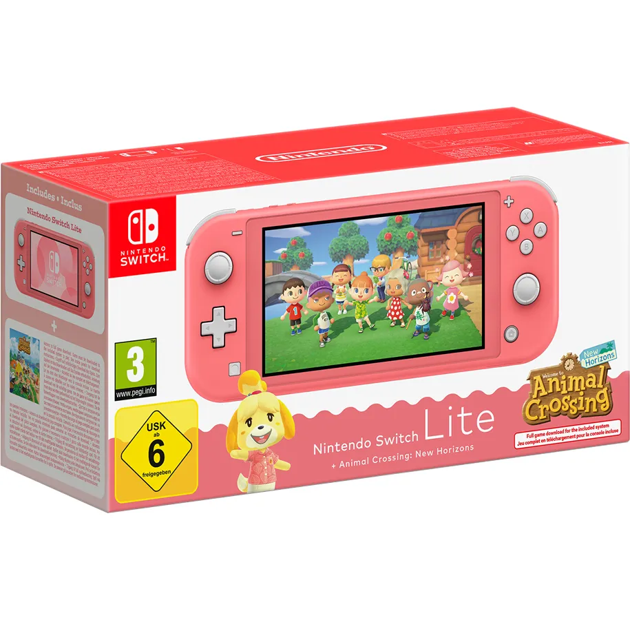 Nintendo Switch Lite - Coral inc. Animal Crossing