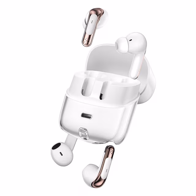2 par trådløse hodetelefoner Bluetooth 5.4 in-ear sportshodetelefoner LED stereo - Hvit