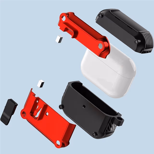 Til AirPods Pro 3 beskyttelsesdeksel i TPU + PC-skall med krok / karabinkrok - Hvit