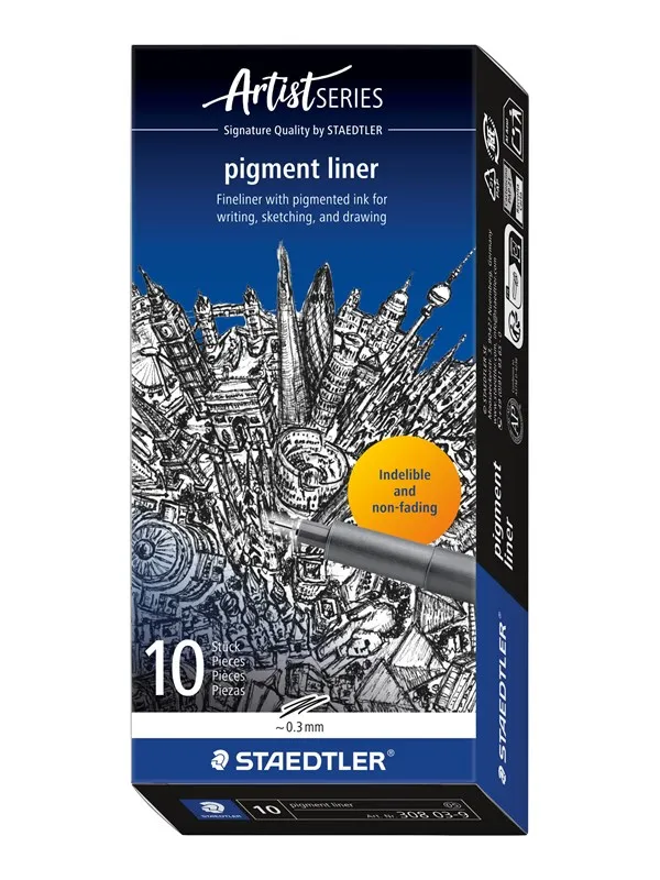 Staedtler Fineliner pigment liner 10 pcs  0.3mm black