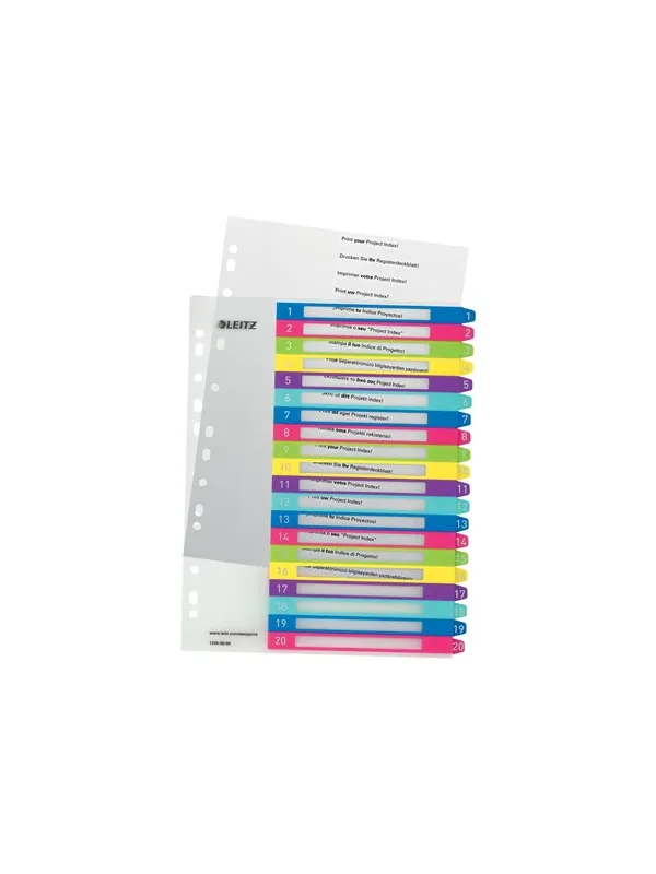 Leitz WOW - divider - 20 parts - for A4 Maxi - tabbed - multicolour