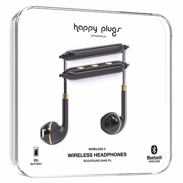 Happy Plugs Wireless II in-ear hodetelefoner (sort gull)