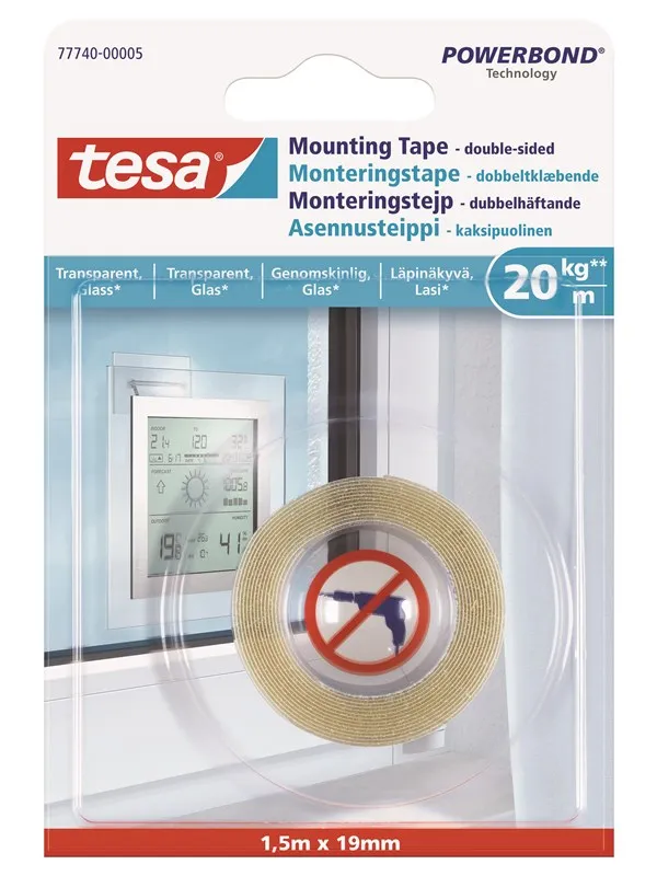 tesa Powerbond Mounting Tape Transparent 1.5m x 19mm