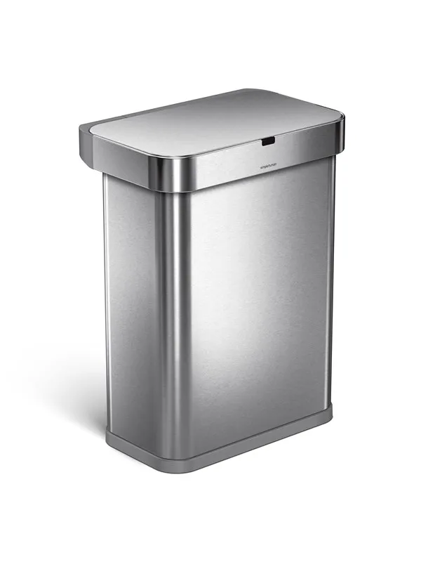Simplehuman 58L rektangulær sensor søppelbøtte med stemmestyring, børstet