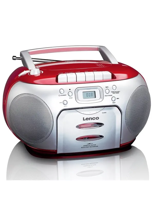 Lenco SCD-420RD - Portable FM Radio CD- Cassette player - FM - Stereo - Rød