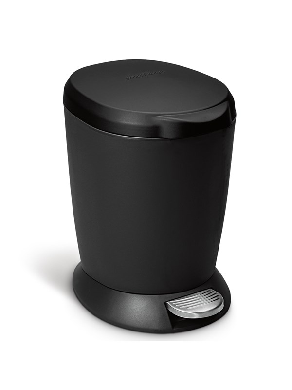 Simplehuman 6L rund pedalbøtte, svart plast