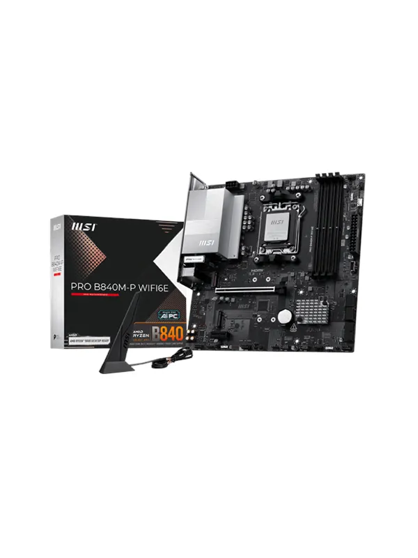 MSI PRO B840M-P WIFI6E Hovedkort - AMD B840 - AMD AM5 socket - DDR5 RAM - Micro-ATX