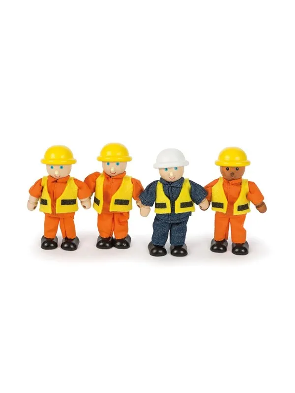 Tidlo Wooden Dollhouse Dolls Construction Workers
