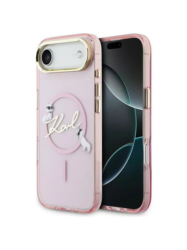 Karl Lagerfeld IML Choupettes Karl Script Logo MagSafe iPhone Air Case - Pink