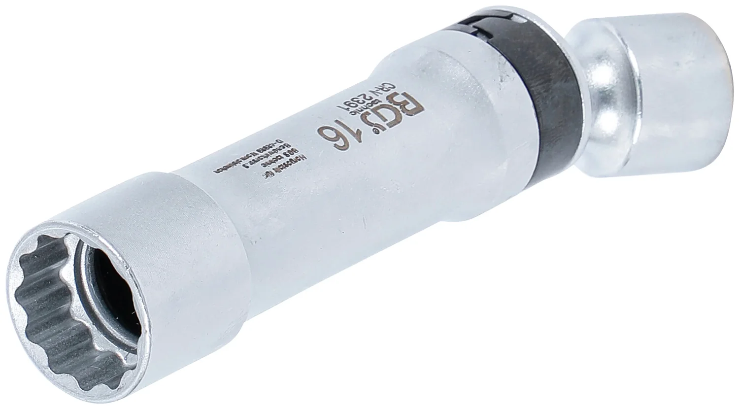 Leddelt tændrørstop tolvkant med holdefjeder | indvendig firkant 10 mm (3/8") | 16 mm