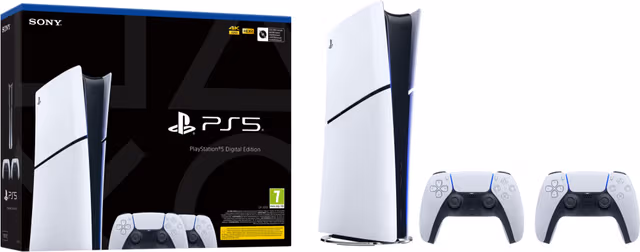 PlayStation 5 Slim Digital Edition spillkonsoll (2 DualSense Bundle)