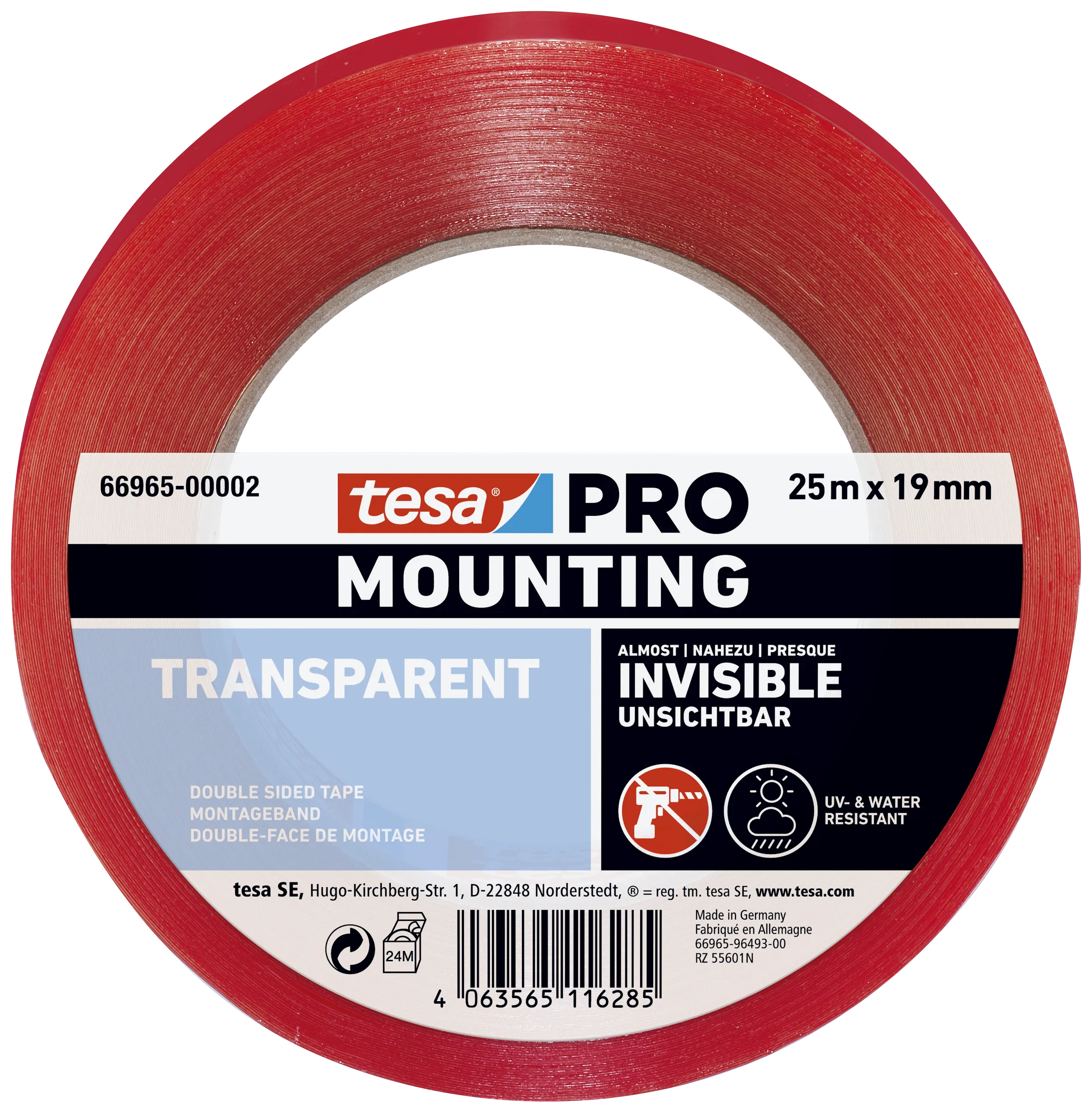 Tesa 66965 Pro Transparent montagetape 19mm×25m