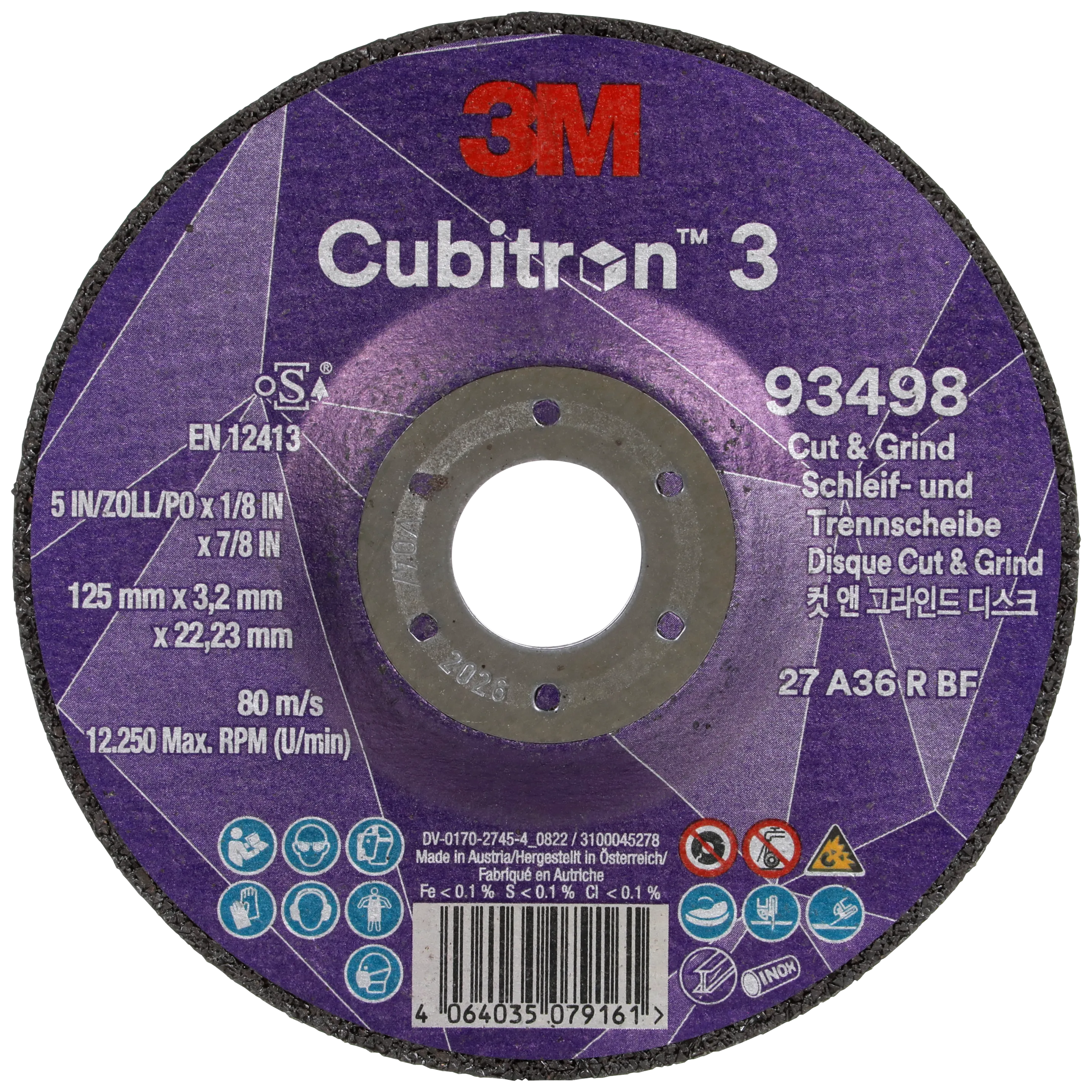 Cubitron 3 kutte-/skrubbskive T27 125×3,2mm