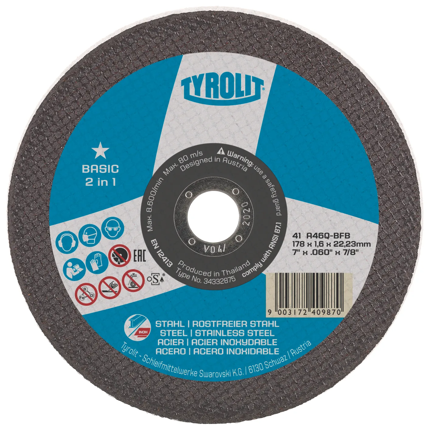 Kutteskive Basic 41C ø230×1,9 A46Q-BFB