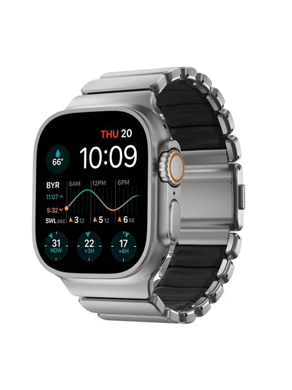 Nomad Stratos Band - 49mm | Natural Titanium | Black FKM