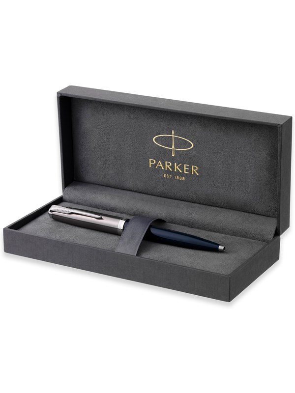 Parker 51 Ballpoint Pen | Midnight Blue Barrel with Chrome Trim | Medium Point with Black Ink Refill | Gift Box