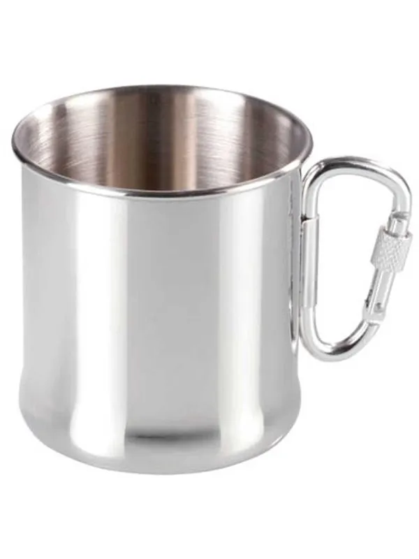 Meva Stainless steel hiking mug with carabiner 270ml