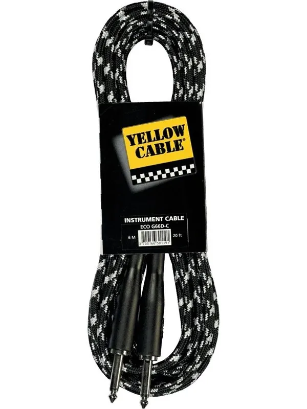 Yellow Cable G66DG - 1/4" støpt Jack/Jack Tweed svart kabel 6 meter