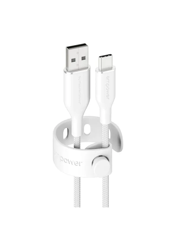 empower by PanzerGlass Racing 60W USB-A to USB-C Cable | USB 2.0 | 1.2M | Silver White
