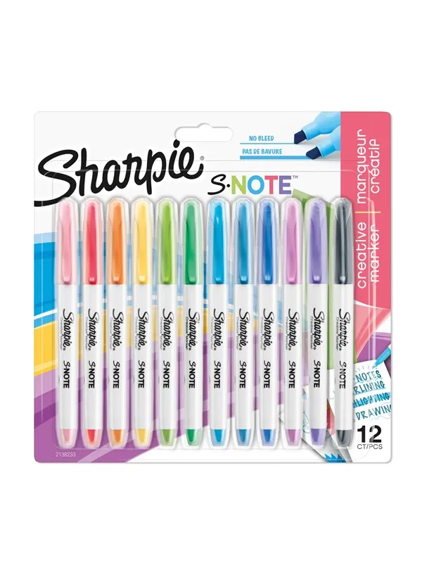 Sharpie S-Note Chisel Assorted colors 12 Count
