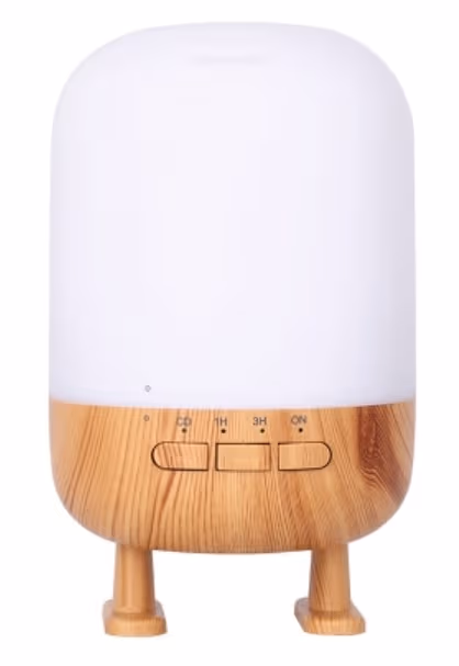 Luftfukter med høyttaler og lampe, lys tredesign