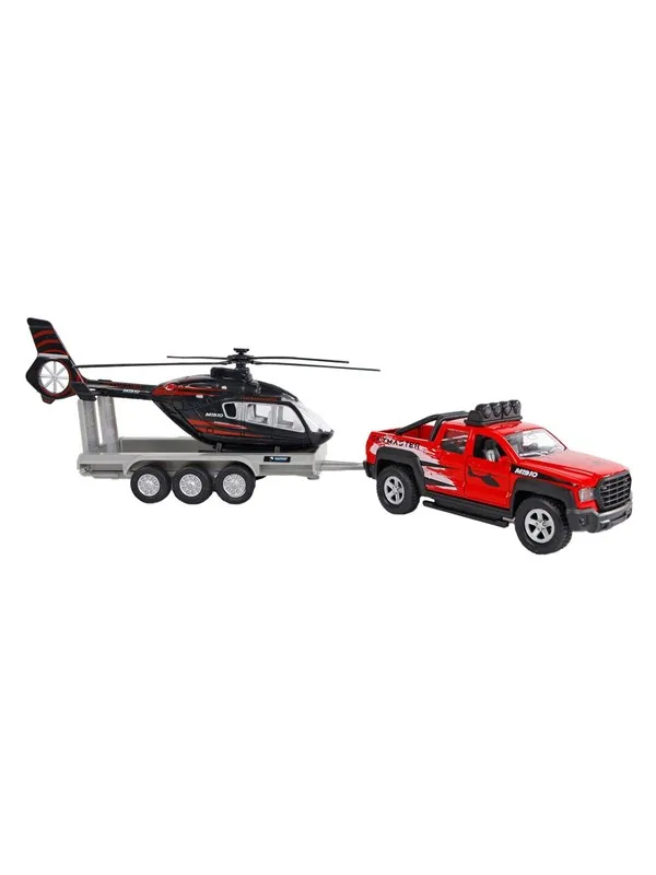Kids Globe Off-Road Vehicle with Helicopter Traile