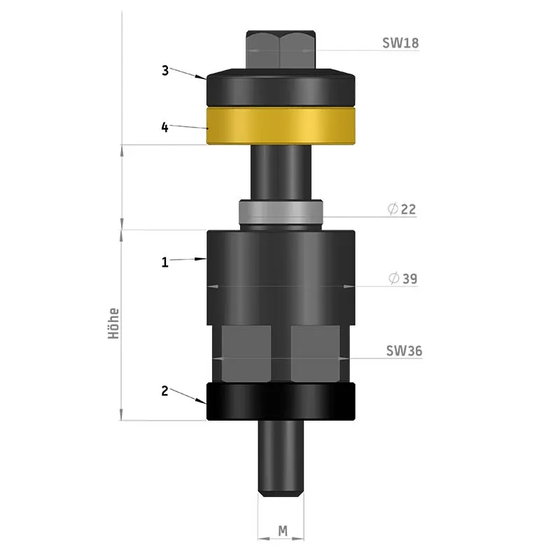 Spenningskomponent 50 mm med M10 gjenge
