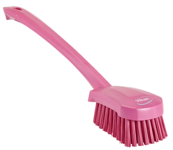 Vikan Vaskebørste m/langt skaft, 415 mm, Stiv, Pink