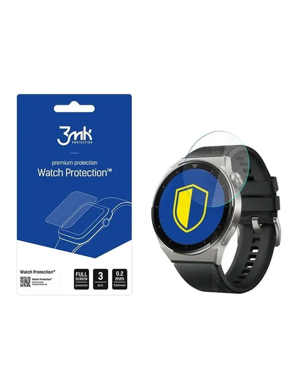 3mk Watch Protection™ v. FlexibleGlass hybrid glass on Huawei Watch GT 3 Pro 46 mm