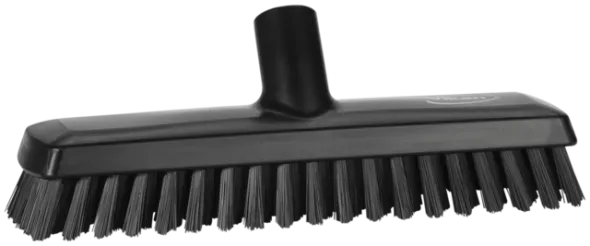 Vikan Gulvskrubbe m/vandgennemløb, 270 mm, Meget stiv, Sort