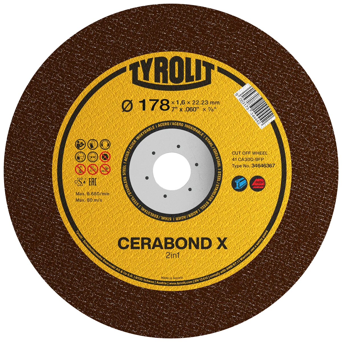 Kutteskive Cerabond X Premium ø178×1,6 CA46Q-BFP
