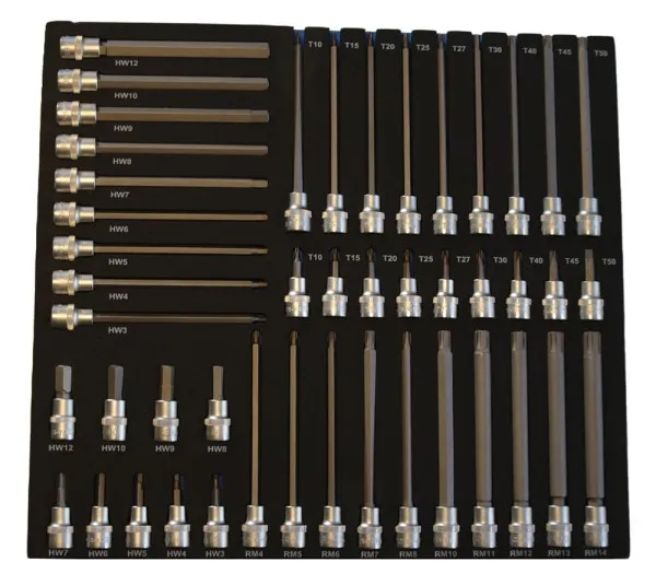 BATO Stifttoppsett 3/8" 6kt., Torx, Ribe, kort/lang. EVA 2/3.
