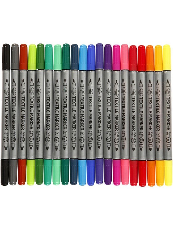 Creativ Company Double-sided Textile Markers - Basic colors 20pcs