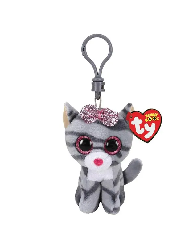 Ty Beanie Boo Clips - Kiki Grey Striped Cat 7cm