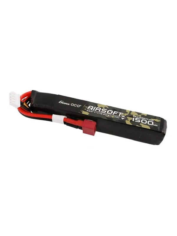 Gens ace &Tattu 25C 1500mAh 3S1P 11.1V Airsoft Gun Lipo Battery with T Plug