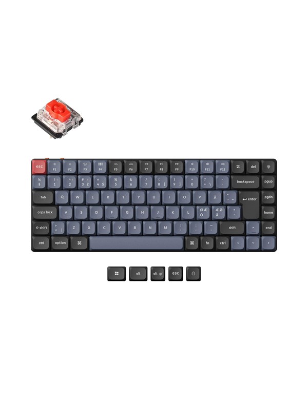 Keychron K3 Pro QMK/VIA Wireless - Gateron Low Profile Red - Gamingtastatur - Uten numpad - Nordisk - Svart
