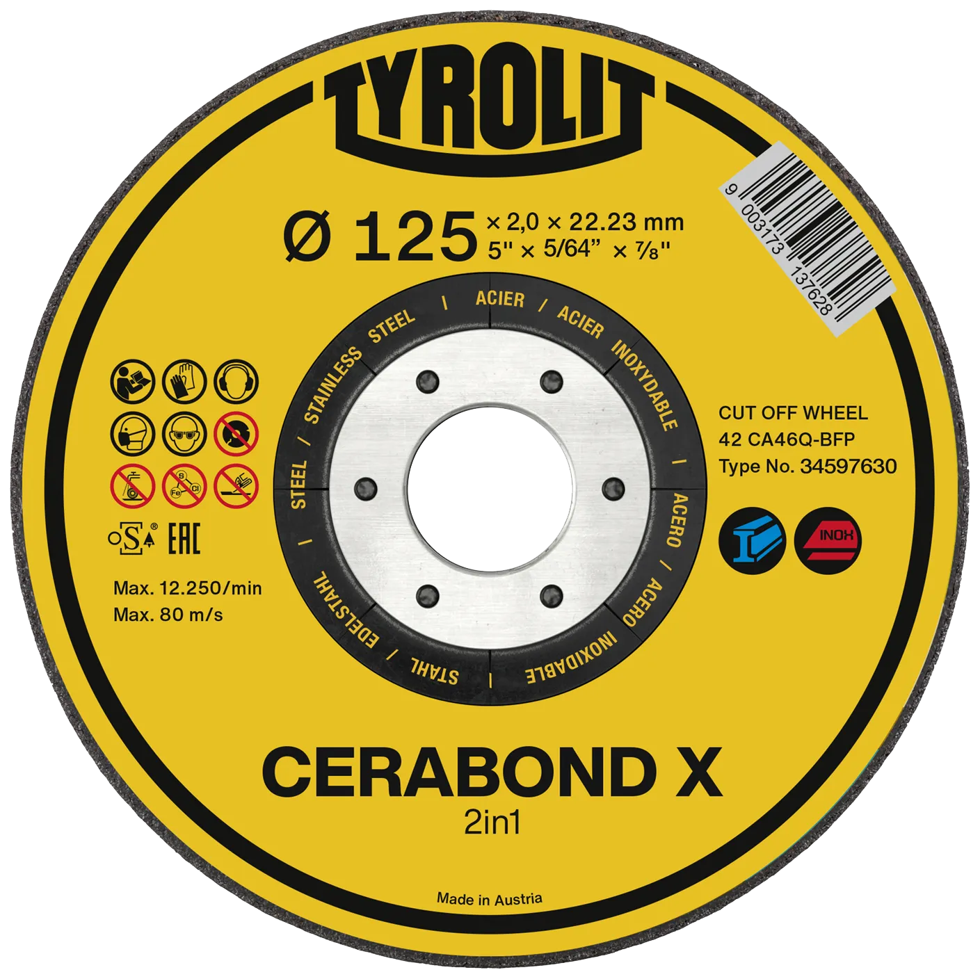 Kutteskive Cerabond X Premium ø125×2 CA30Q-BFP