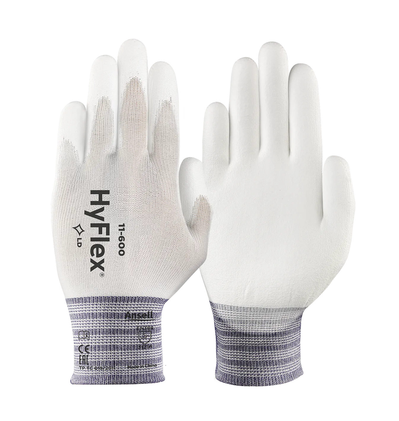 Hyflex hanske, PU, hvit, str. 9