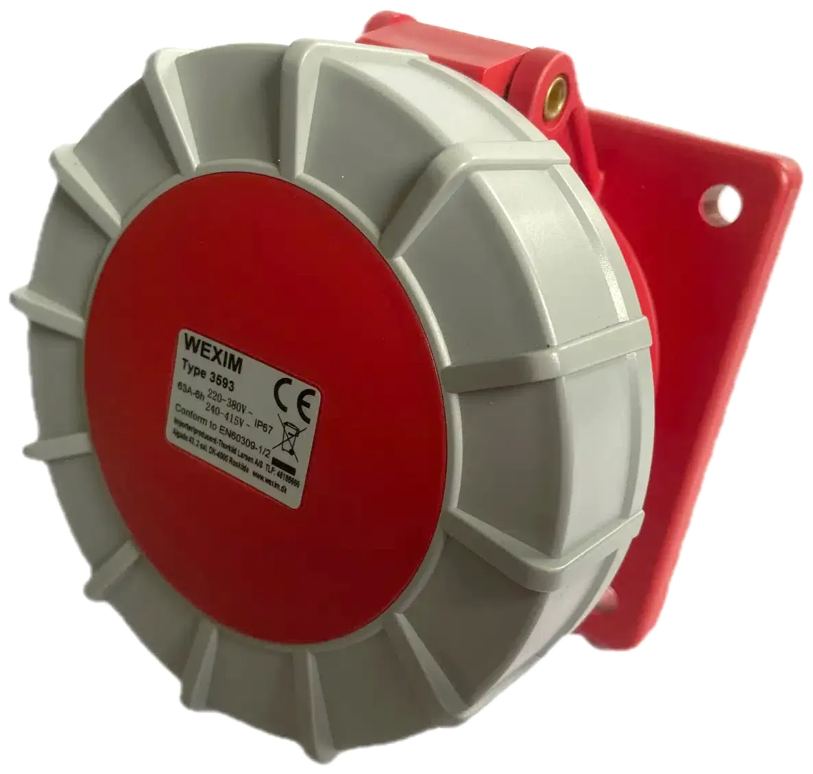 CEE vegguttak innfelt rett IP67 63A 400V