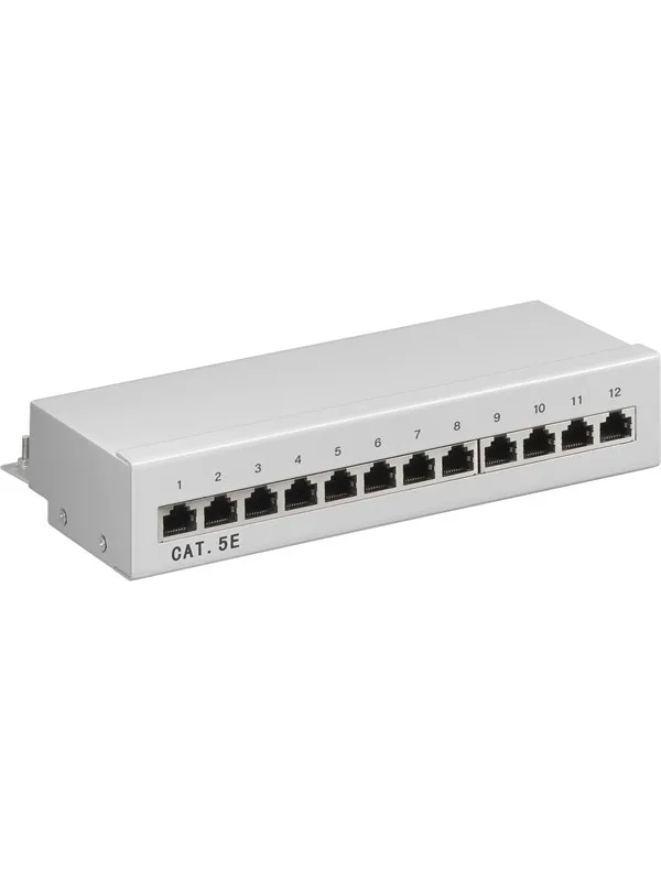 Pro CAT 5e Mini/Desktop Patch Panel 12 Port grey