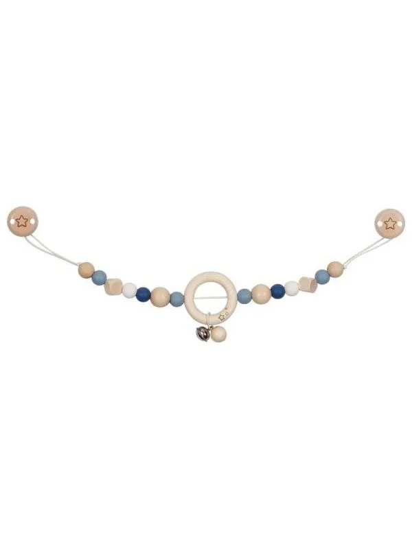 Goki Wooden Stroller Chain Star Blue with Clips