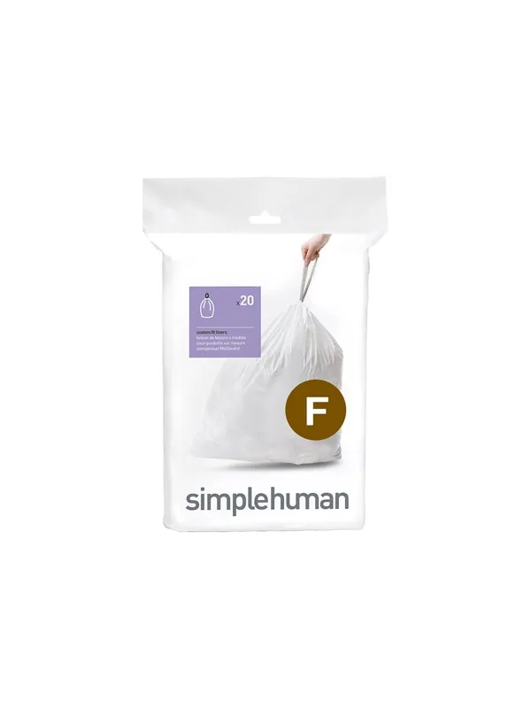 Simplehuman Kode F tilpassede søppelposer, pakke med 20, hvit