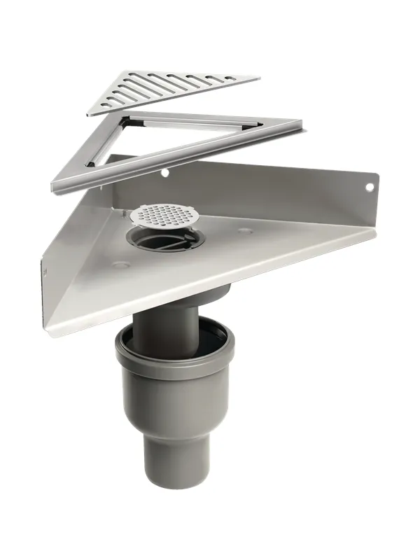 Unidrain Complete drain system corner vertical Ø75 mm